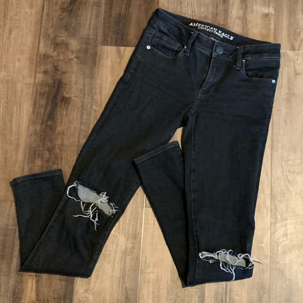 American Eagle Distressed Black Skinny Jeans